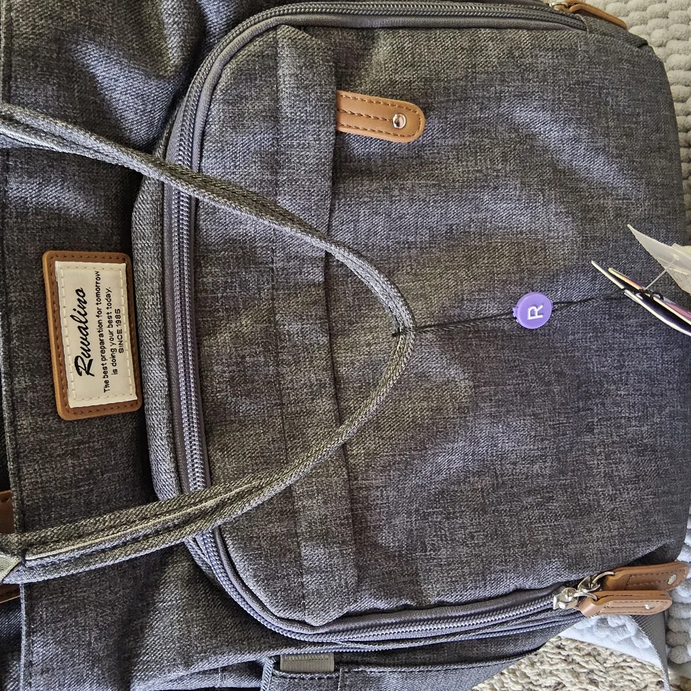 1 New Ruvalino Gray Baby Bag with Multiple Compartments